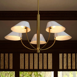 Urban Ambiance - Chandelier - UQL6360 Modern Indoor Chandelier, 16.25''H x 28.00''W x 28.00''Dep, Brushed Gold Finish, Draper Collection -