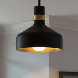 Urban Ambiance - Pendant - UQL6409 Modern Indoor Pendant, 11.00''H x 10.00''W x 10.00''Dep, Matte Black Finish, Lacey Collection -