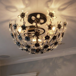 Urban Ambiance - Ceiling Light - UQL6413 Glam Indoor Ceiling Light, 9.50''H x 15.75''W x 15.75''Dep, Matte Black Finish, Lacey Collection -