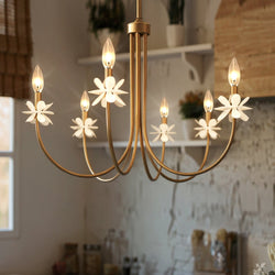 Urban Ambiance - Chandelier - UQL6462 Glam Indoor Chandelier, 21.50''H x 30.00''W x 30.00''Dep, Bronze Gold Finish, Lombard Collection -