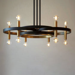 Urban Ambiance - Chandelier - UQL6560 Transitional Indoor Chandelier, 9.75''H x 30.00''W x 30.00''Dep, Matte Black Finish, Sumter Collection -