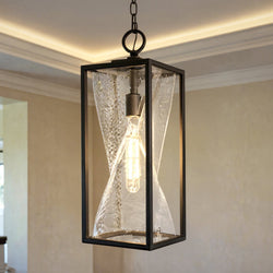 Urban Ambiance - Pendant - UQL6580 Contemporary Indoor Pendant, 21.75''H x 7.00''W x 7.00''Dep, Matte Black Finish, Covington Collection -
