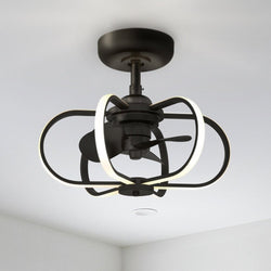Urban Ambiance - Ceiling Fan - UQL9060 Modern Indoor Ceiling Fan, 16.25''H x 19.75''W x 19.75''D, Matte Black Finish, Bendigo Collection -