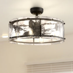 Urban Ambiance - Ceiling Fan - UQL9111 Tuscan Indoor Ceiling Fan, 9.75''H x 24.25''W x 24.25''D, Earth Black Finish, Nantes Collection -
