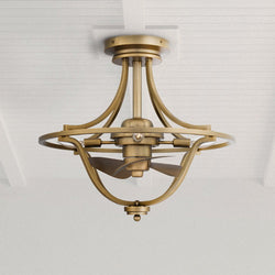 Urban Ambiance - Ceiling Fan - UQL9130 Traditional Indoor Ceiling Fan, 19.50''H x 21.00''W x 21.00''D, Weathered Brass Finish, Bendigo Collection -