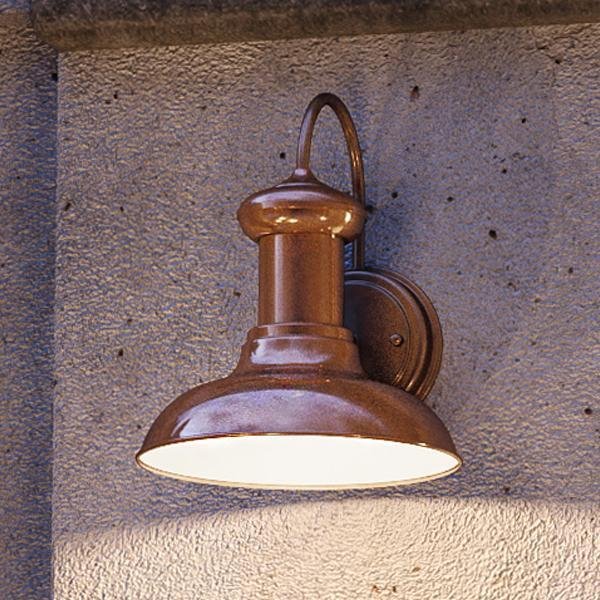 UHP1020 Luxe Industrial Outdoor Wall Light, 10"H x 8.125"W, Solid Copper Finish, Palermo Collection