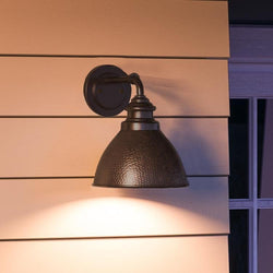 A beautiful UHP1173 Hammered Outdoor Wall Lighting fixture, 9-3/4" x 8", in Olde Bronze Finish, from the Firenze Collection by Urban Amb