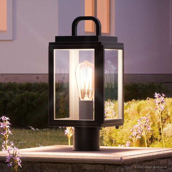 UHP1240 Modern Outdoor Post/Pier Light, 15.625"H x 7"W, Midnight Black Finish, Macon Collection
