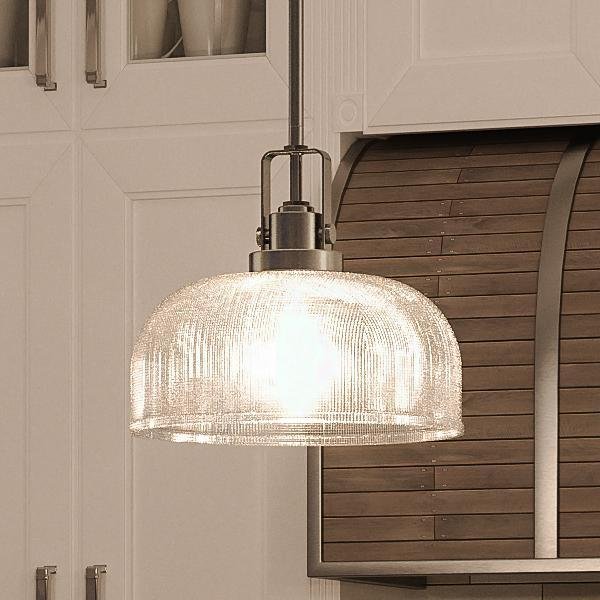 UHP2051 Luxe Industrial Pendant, 9-1/4"H x 10-1/2"W, Aged Nickel Finish, Harlow Collection