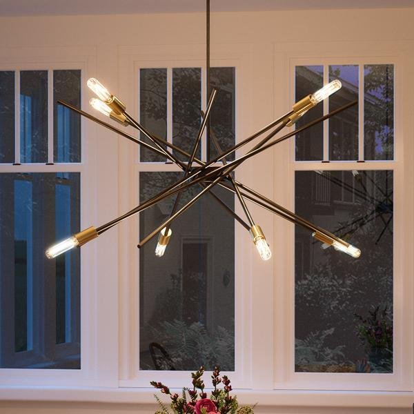 UHP2070 Modern Industrial Chandelier, 19-5/8"H x 42-3/8"W, Olde Bronze ...