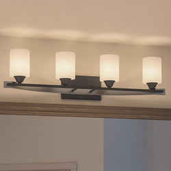 A beautiful bathroom with a UHP2232 Mid-Century Modern Modern Bathroom Vanity Light from Urban Ambiance.
