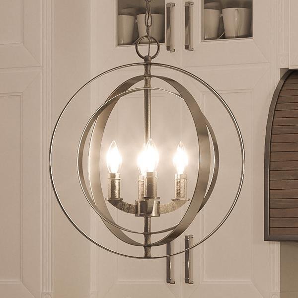 UHP2323 Luxe Industrial Chandelier, 18-3/8"H x 16"W, Brushed Nickel Finish, Arezzo Collection
