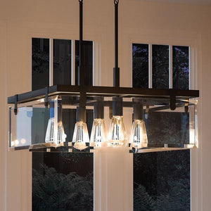 A unique and beautiful UHP2444 Modern Farmhouse Square Chandelier, 13-3/4"H x 22-3/4"W SQ, Olde Bronze Finish from the Bristol Collection