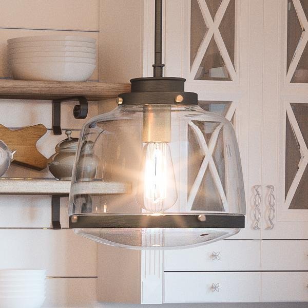 UHP2535 Luxe Industrial Pendant Light, 11"H x 11"W, Olde Bronze Finish, Nottingham Collection