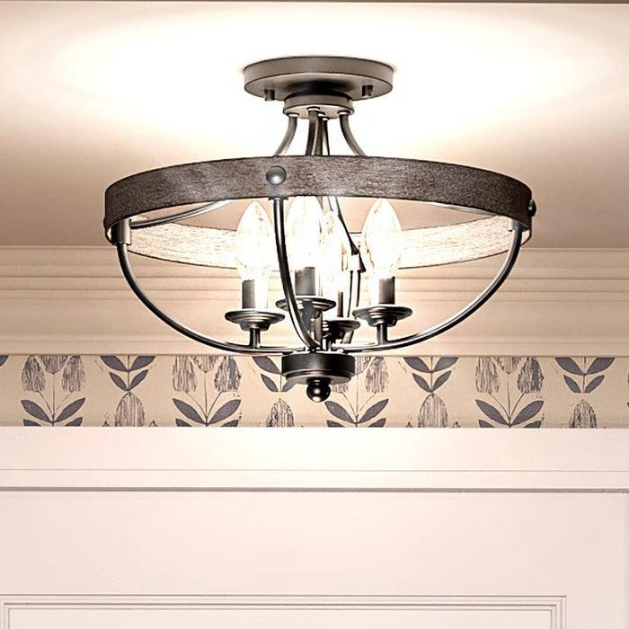 UHP3441 French Rustic Ceiling Light, 12.625"H x 15.25"W, Charcoal Finish, Adelaide Collection