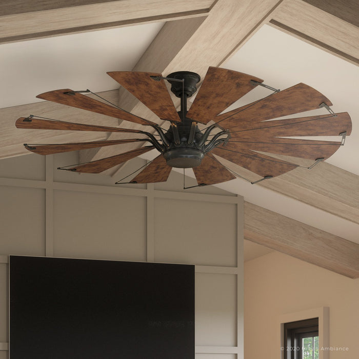 UHP9020 Traditional Indoor Ceiling Fan, 17.3"H x 60"W, Architectural Bronze, Saybrook Collection