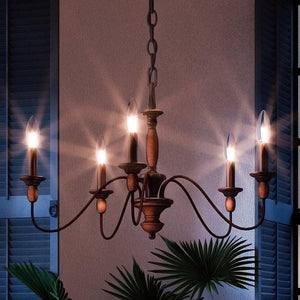 A unique and luxurious UQL2350 Americana Chandelier, 14.25"H x 24"W, Rustic Bronze Finish from the Raleigh Collection by Urban Ambiance, with four lights hanging