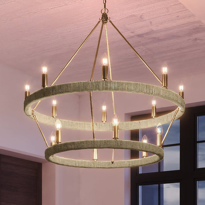 UEX2082 Bohemian Chandelier 46''H x 36''W, Satin Brass Finish, Rutherford Collection