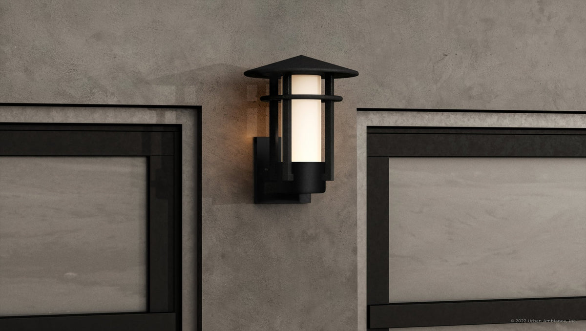 UHP1310 MidCentury Modern Outdoor Wall Sconce 12''H x 9.125''W, Midni Urban Ambiance