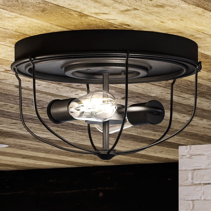 UHP1430 Farmhouse Outdoor Ceiling Light 7.875''H x 14.5''W, Charcoal Finish, Kenner Collection