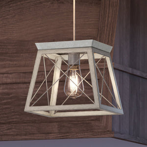 A beautiful and unique lighting fixture, the Urban Ambiance UHP3915 Industrial Pendant 9''H x 10''W from the Berkeley Collection illuminates with a galvanized steel finish while hanging