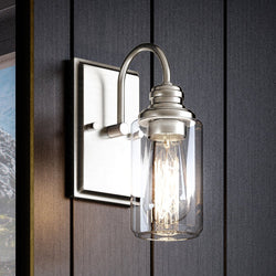 A unique UHP4060 Vintage Wall Sconce 9.875''H x 4.5''W with a glass jar, providing luxury lighting.
Keywords used: unique, lighting fixture