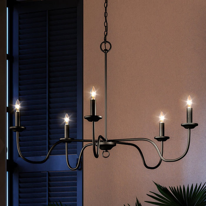 UHP4080 Traditional Chandelier 18''H x 30.125''W, Midnight Black Finish, Warwick Collection