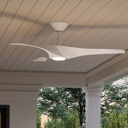 A beautiful Urban Ambiance UHP9360 Transitional Ceiling Fan 13.5''H x 52''W, Matte White Finish from the luxurious Geraldton Collection on a porch.