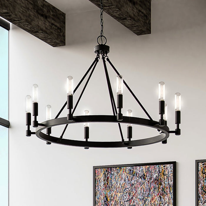 ULB2020 New Traditional Chandelier, 23''H x 31''W, Matte Black Finish, Cedonia Collection