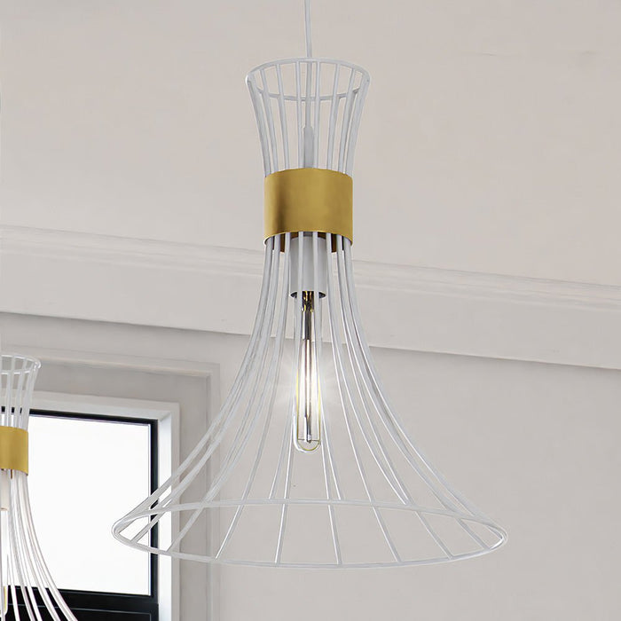 ULB2310 Transitional Pendant, 23''H x 16''W, Matte White and Gold Finish, St. Ives Collection