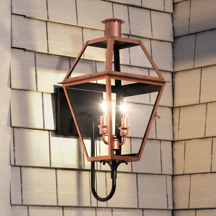 UQL1370 Rustic Outdoor Wall Sconce, 24''H x 11''W, Rustic Copper Finish, Paris Collection
