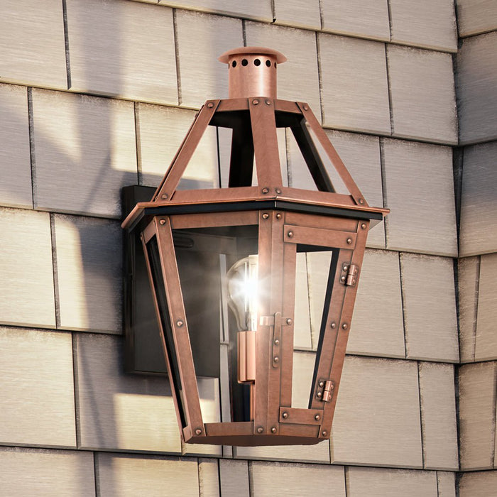 UQL1700 Rustic Outdoor Wall Sconce, 16''H x 11''W, Rustic Copper Finish, Summerville Collection
