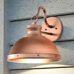 Urban Ambiance - Wall Sconce - UQL1710 Modern Farmhouse Outdoor Wall Sconce, 12''H x 13''W, Rustic Copper Finish, Clemson Collection -