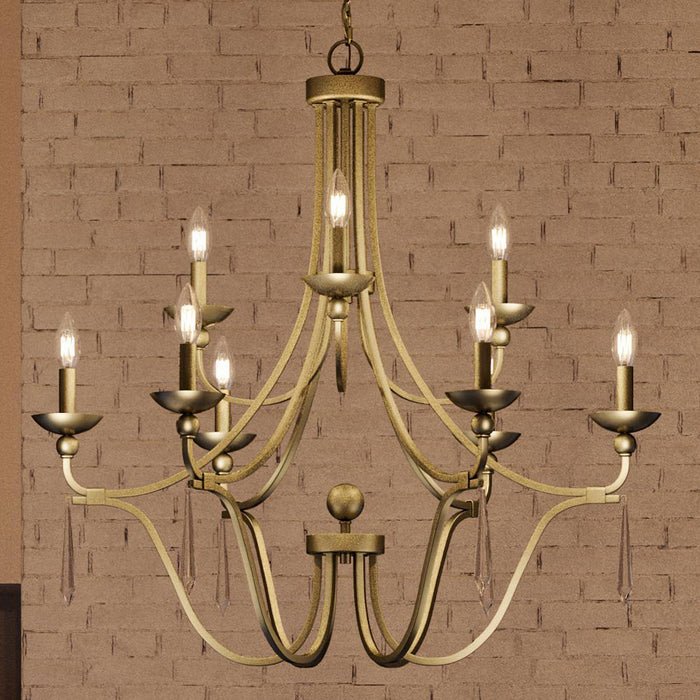 UQL4072 Traditional Chandelier 31''H x 32''W, Olde Brass Finish, Ayr Collection