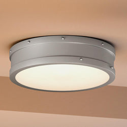 A unique Urban Ambiance UQL4171 Craftsman Ceiling 3.5''H x 12.75''W light fixture from the Spalding Collection with a round shape and a rustic