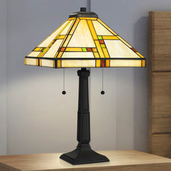 Urban Ambiance - Table Lamp - UQL7015 Craftsman Indoor Table Lamp, 23.5''H x 14''W x 14''D, Matte Black Finish, Austell Collection -
