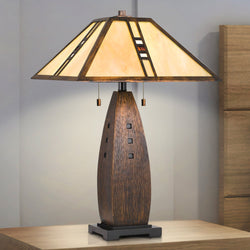 Urban Ambiance - Table Lamp - UQL7023 American Bungalow Indoor Table Lamp, 26.5''H x 17''W x 17''D, Burnt Sienna Finish, Dales Collection -