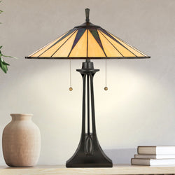 Urban Ambiance - Table Lamp - UQL7120 Craftsman Indoor Table Lamp, 24.5''H x 19''W x 19''D, Vintage Bronze Finish, Tameside Collection -