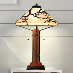 Urban Ambiance - Table Lamp - UQL7130 Natural Indoor Table Lamp, 23.5''H x 14''W x 14''D, Natural Wood Finish, Helston Collection -
