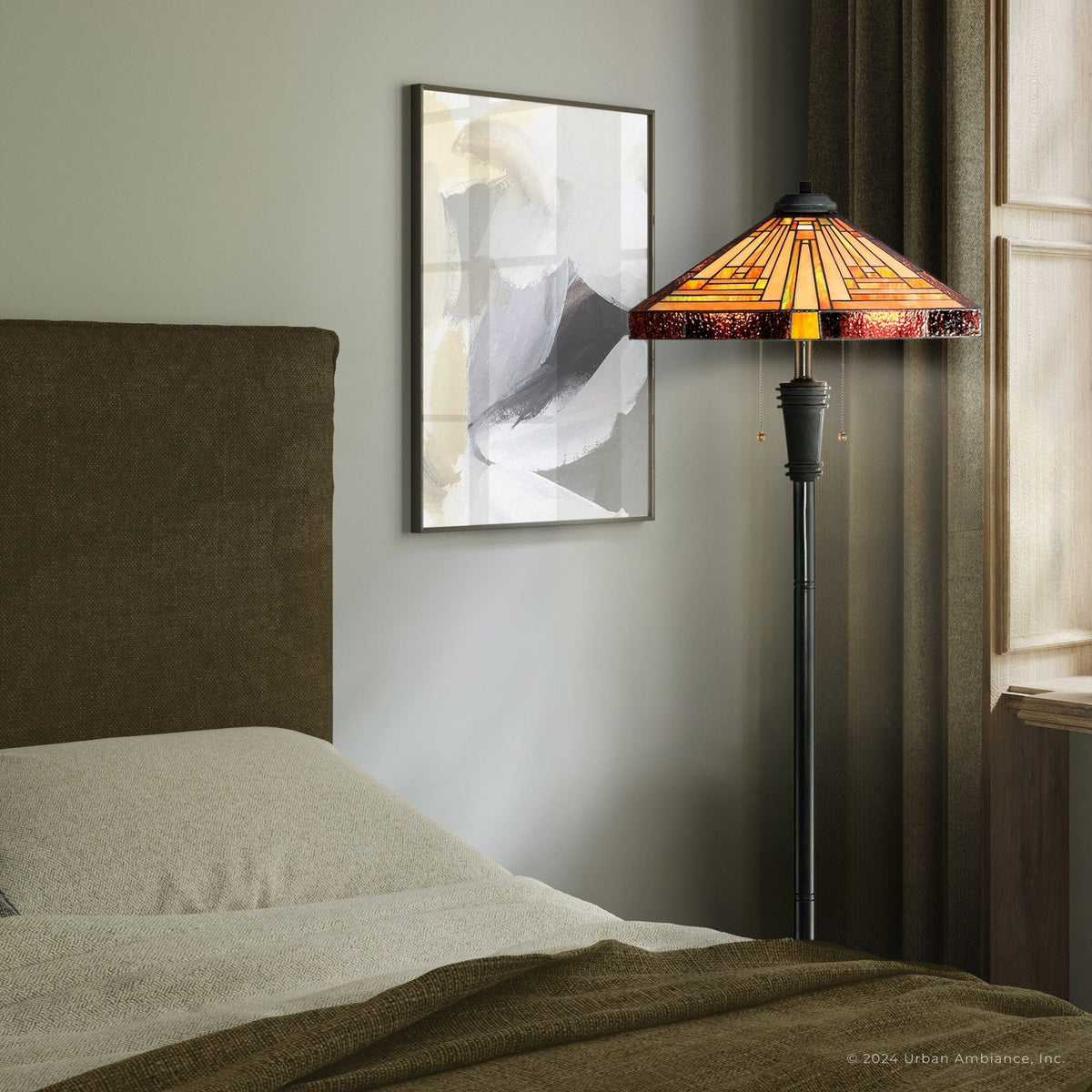 UQL7182 Harlow Tiffany Floor Lamp with Craftsman Style, 59.5''H x