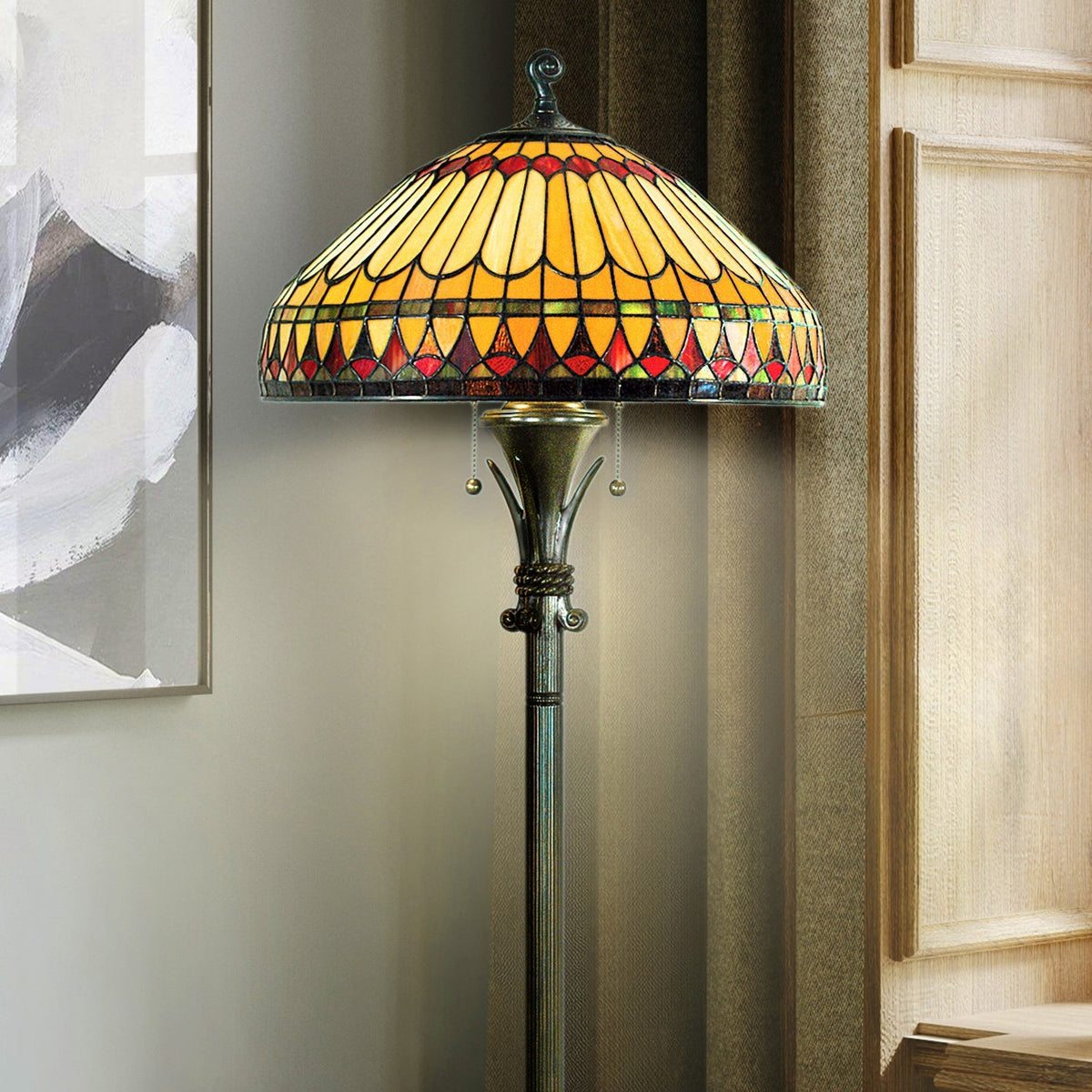 UQL7211 Bexley Tiffany Floor Lamp with Mediterranean Style, 59.5