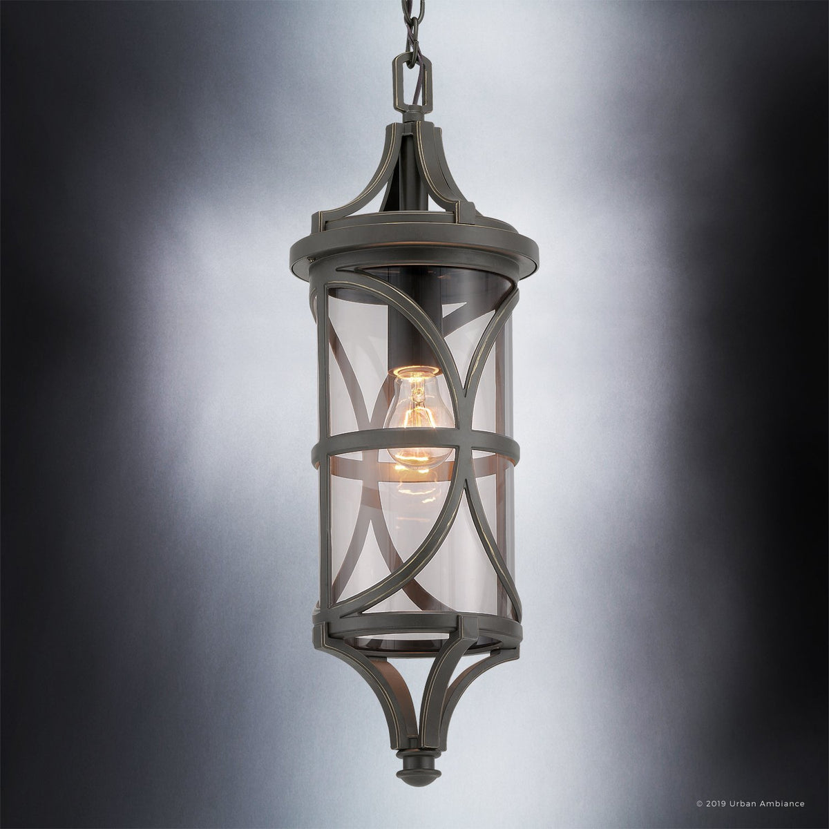 UHP1182 Rustic Outdoor Pendant Light, 22" x 7-1/2", Olde Bronze Finish ...