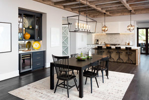 Think Farmhouse and Industrial to get the Transitional Look