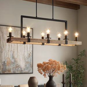 UFS2001 Modern Farmhouse Chandelier, 15''H x 44''W, Matte Black & White Ash Finish, Broadway Collection