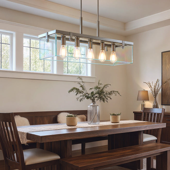 UHP2441 Modern Farmhouse Chandelier, 15-3/4"H x 36-3/4"W, Brushed Nickel Finish, Bristol Collection