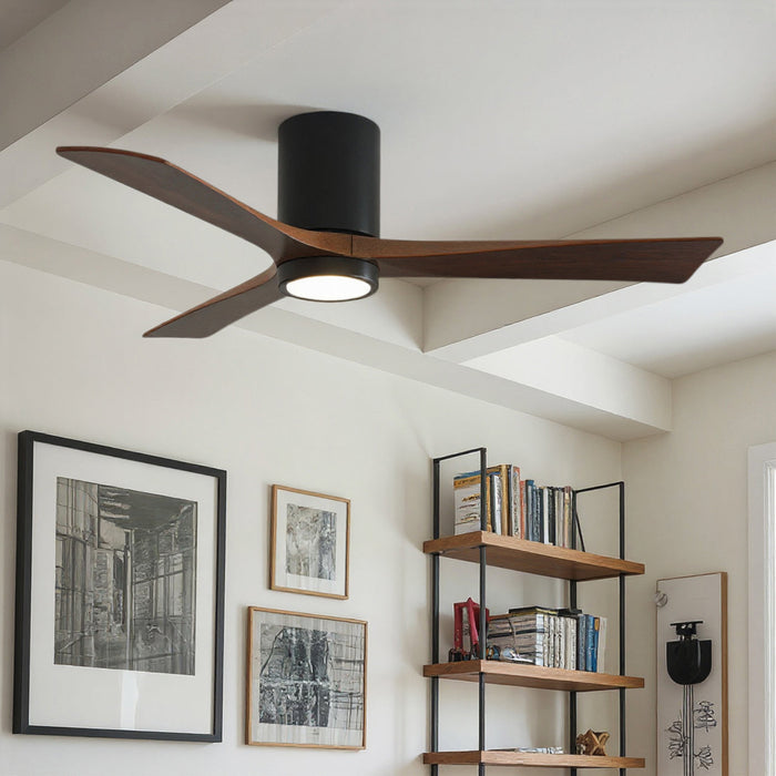 UMC9284 Modern Indoor/Outdoor Ceiling Fan, 12" H x 52" W x 52" D, Matte Black Finish, Aerwyn Collection
