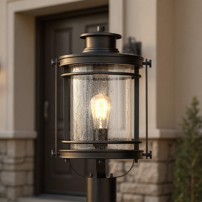 UQL1010 Mid-Century Modern Modern Outdoor Post Light, 19.5"H x 10.5"W, Black Silk Finish, Cannes Collection