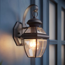UQL1140 Colonial Outdoor Wall Light, 11.5"H x 7"W, Black Silk Finish, Cambridge Collection