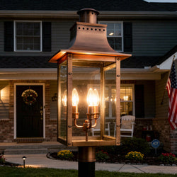 The Urban Ambiance UQL1410 Vintage Outdoor Post/Pier Light (26"H x 12"W, Rustic Copper, Longview Collection) offers handcrafted charm and warm illumination to enhance your home's exterior.