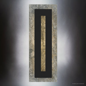 Urban Ambiance UQL1881 Luxe Industrial Outdoor Wall Sconce, Burnie Collection, features a minimalist rectangular design with an earth black finish and vertical LED strip; 22